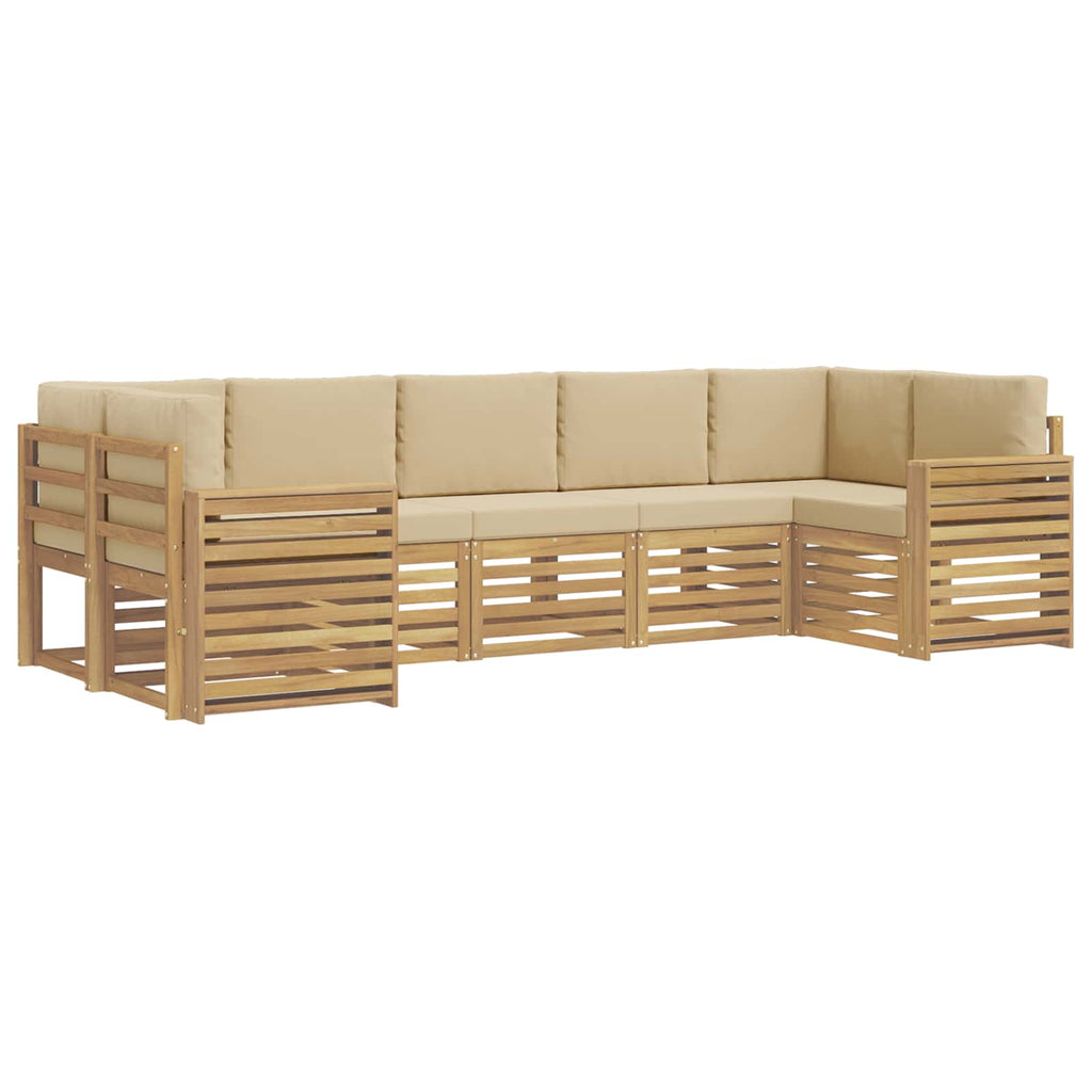 Outdoor-Sofagarnitur 7 pcs Weiß und Beige 304 x 132,5 x 73 cm