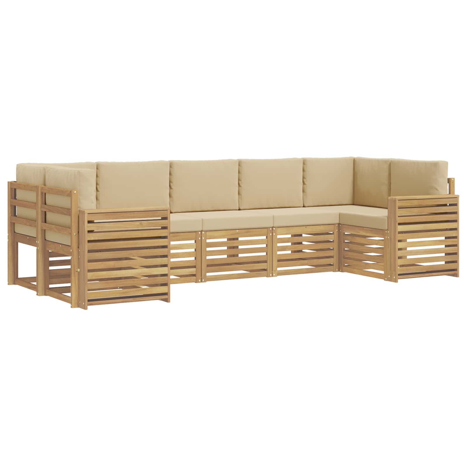 Outdoor-Sofagarnitur 7 pcs Weiß und Beige 304 x 132,5 x 73 cm