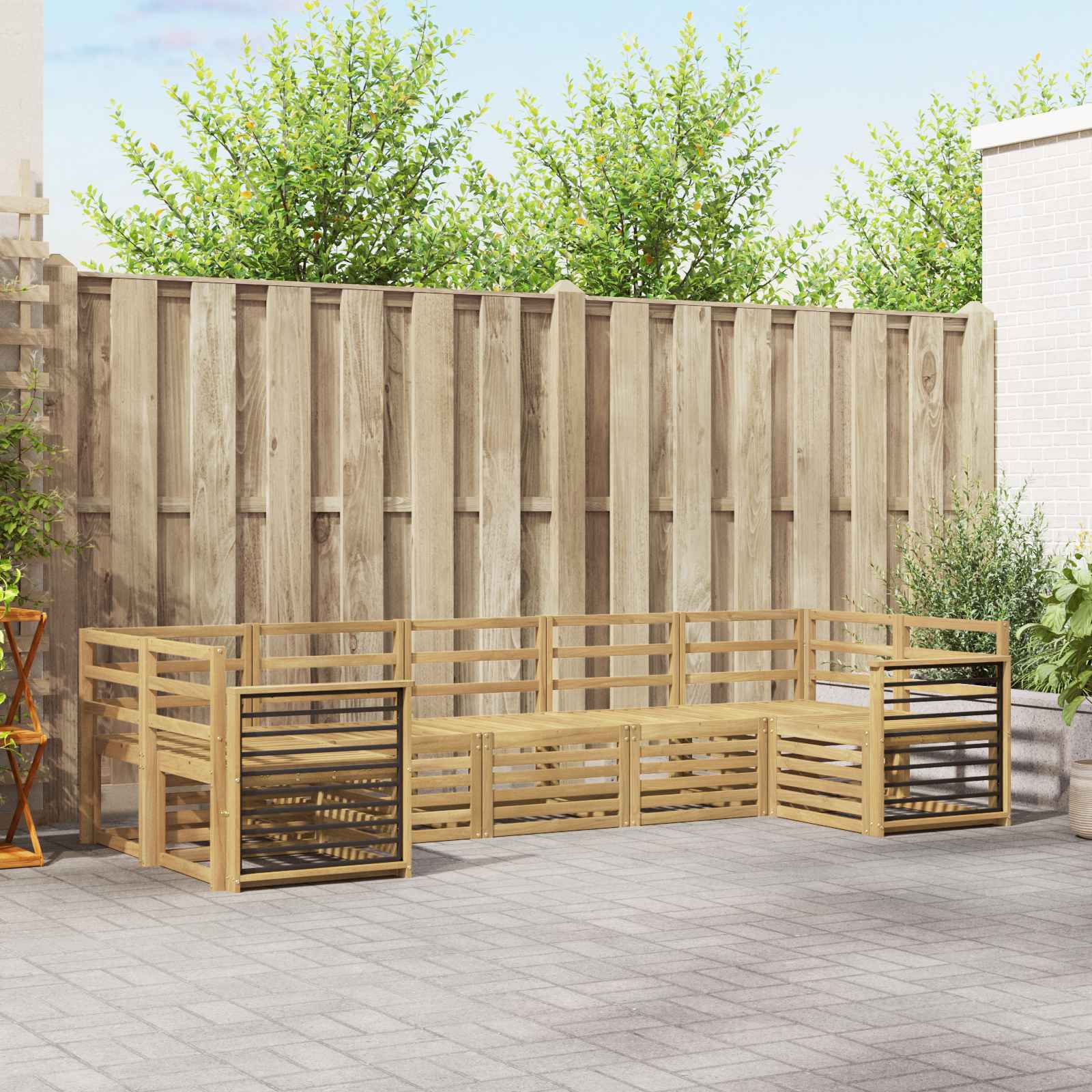 Outdoor-Sofagarnitur 7 pcs Weiß 304 x 128,5 x 73 cm