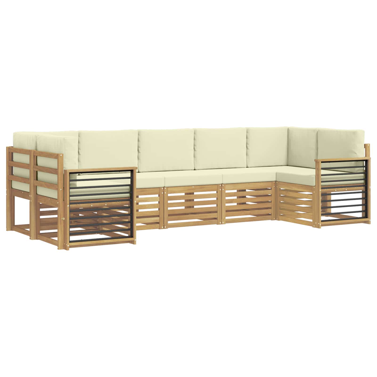 Ecksofa Set mit Kissen 7 pcs Weiß und Creme Polyester
