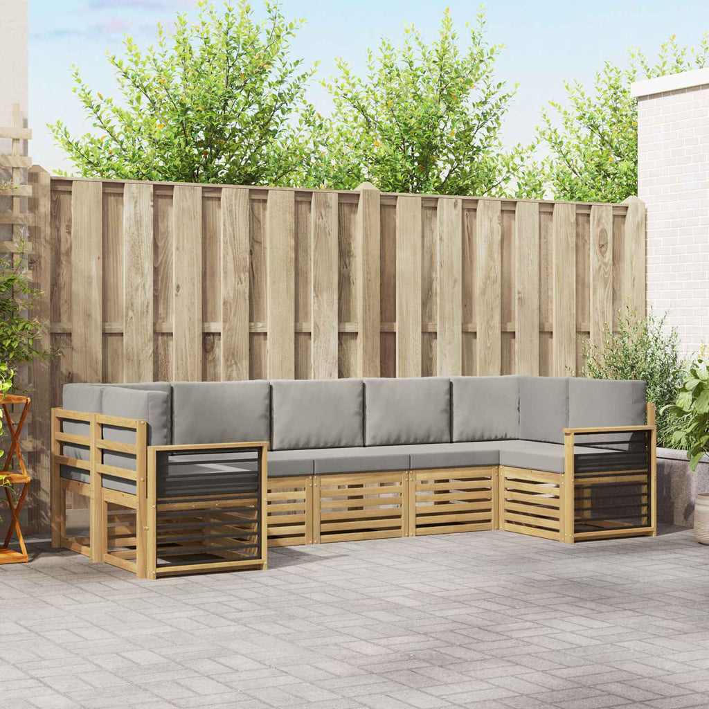 Ecksofa Set 7 pcs Weiß und Hellgrau 304 x 128,5 x 73 cm