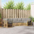 Ecksofa Set 7 pcs Weiß und Hellgrau 304 x 128,5 x 73 cm