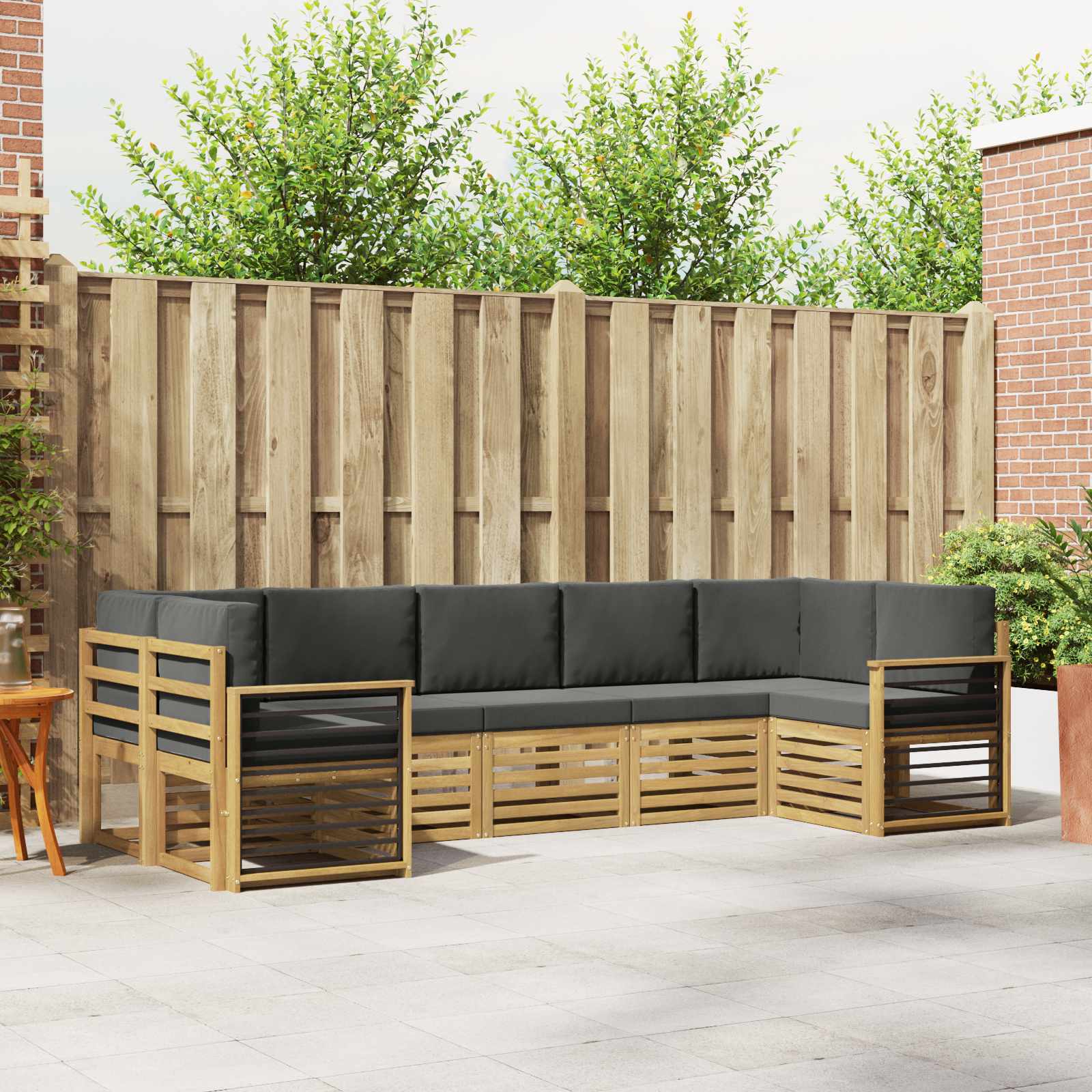 Ecksofa Set 7 pcs Weiß und Anthrazit 304 x 128,5 x 73 cm
