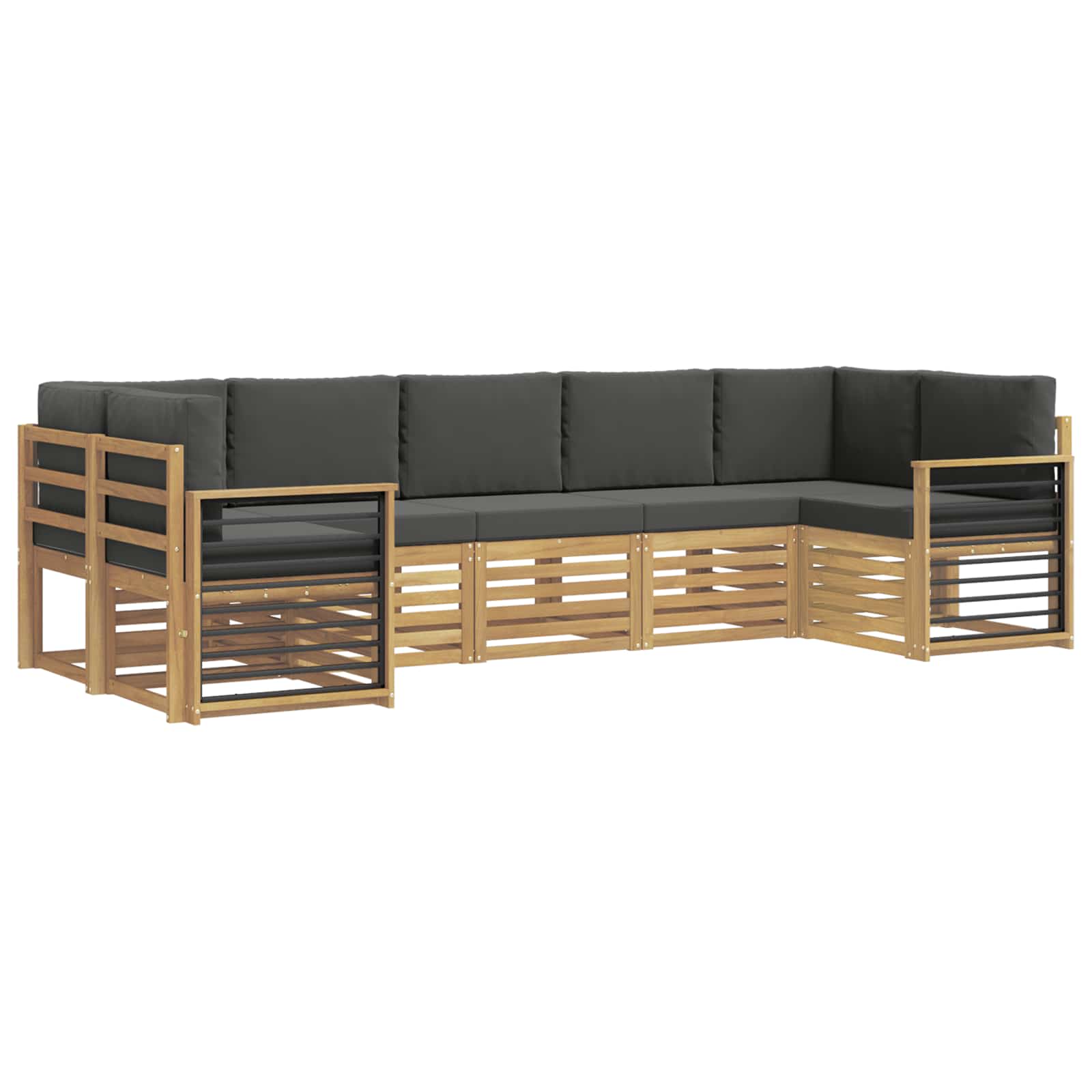 Ecksofa Set 7 pcs Weiß und Anthrazit 304 x 128,5 x 73 cm
