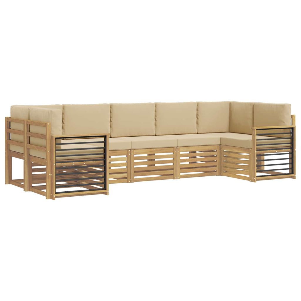 Ecksofa Set 7 pcs Weiß und Beige 304 x 128,5 x 73 cm Polyester