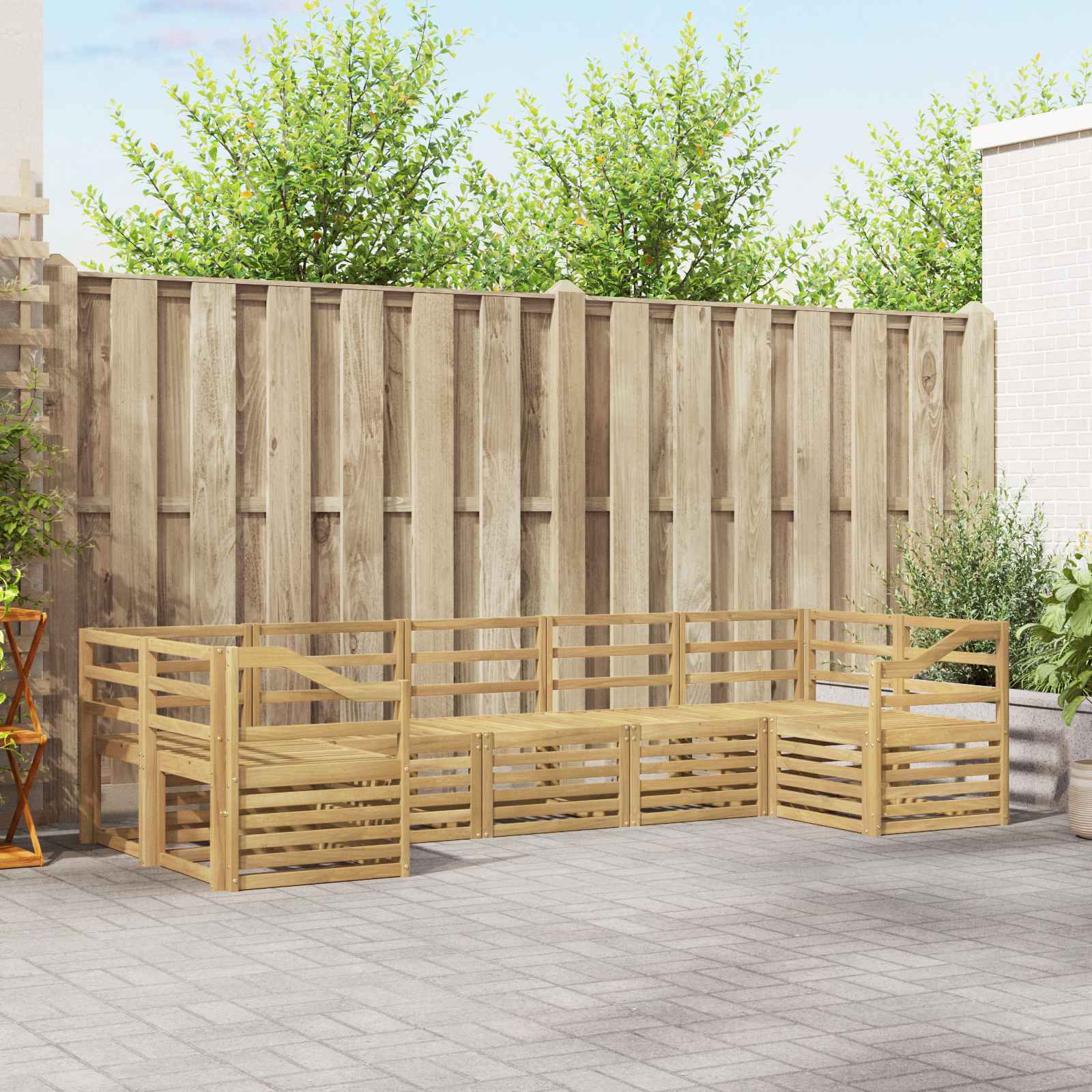 Outdoor-Sofagarnitur 7 pcs Weiß 304 x 126,5 x 73 cm