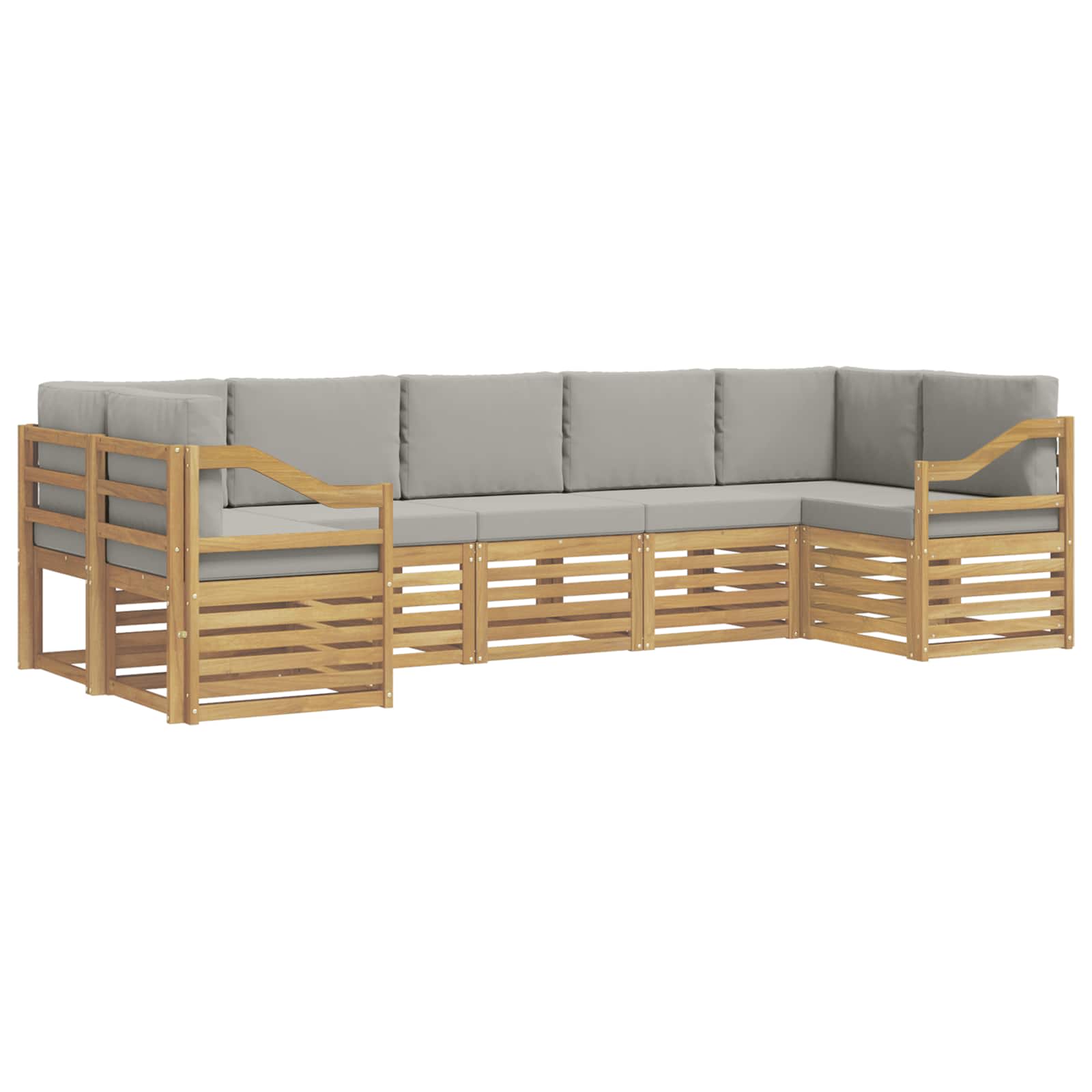 Ecksofa Set 7 pcs Weiß und Hellgrau 304 x 126,5 x 73 cm