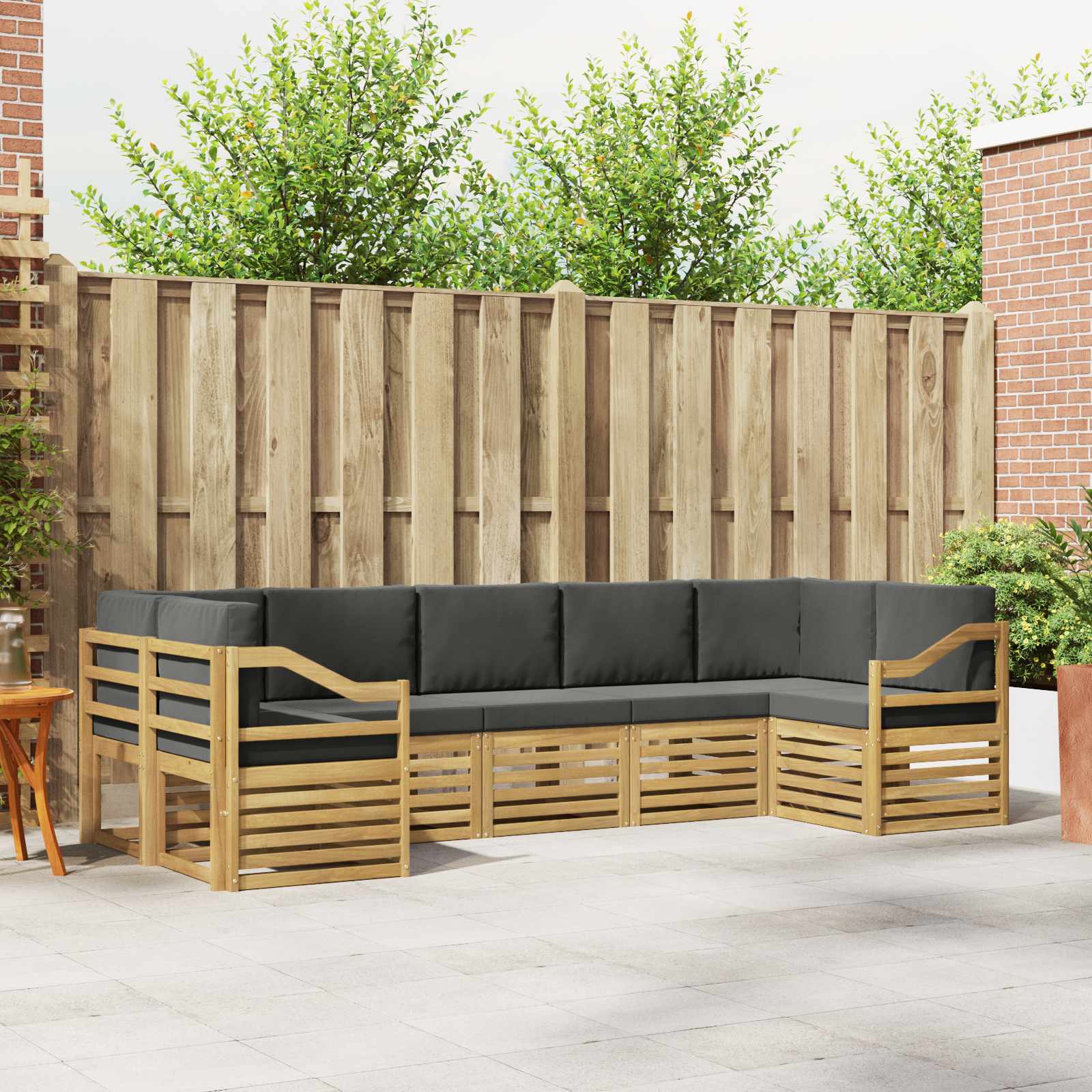 Ecksofa Set 7 pcs Weiß und Anthrazit 304 x 126,5 x 73 cm
