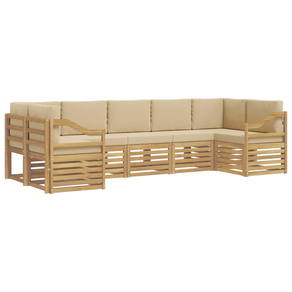 Ecksofa Set 7 pcs Weiß und Beige 304 x 126,5 x 73 cm Polyester