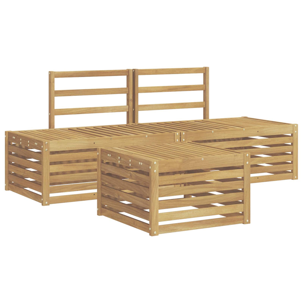 Outdoor-Sofagarnitur 4 Stück Weiß Massivholz Akazie