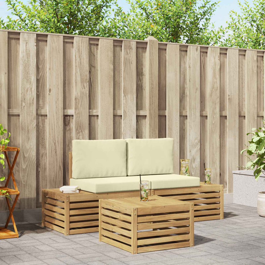 Outdoor-Sofagarnitur mit Kissen Weiß 59 x 59 x 37 cm Polyester