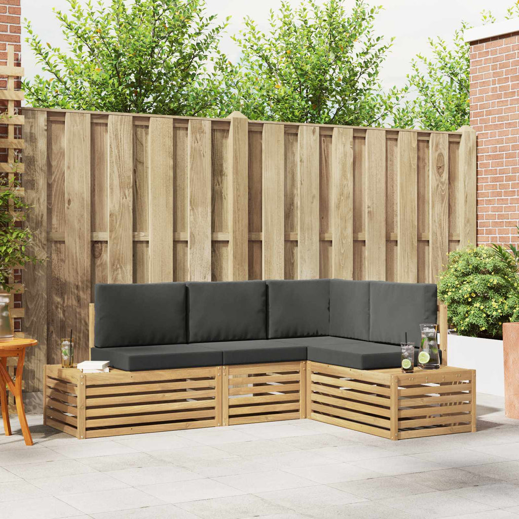 Outdoor-Sofagarnitur mit Kissen 4 Stück Weiß und Anthrazit