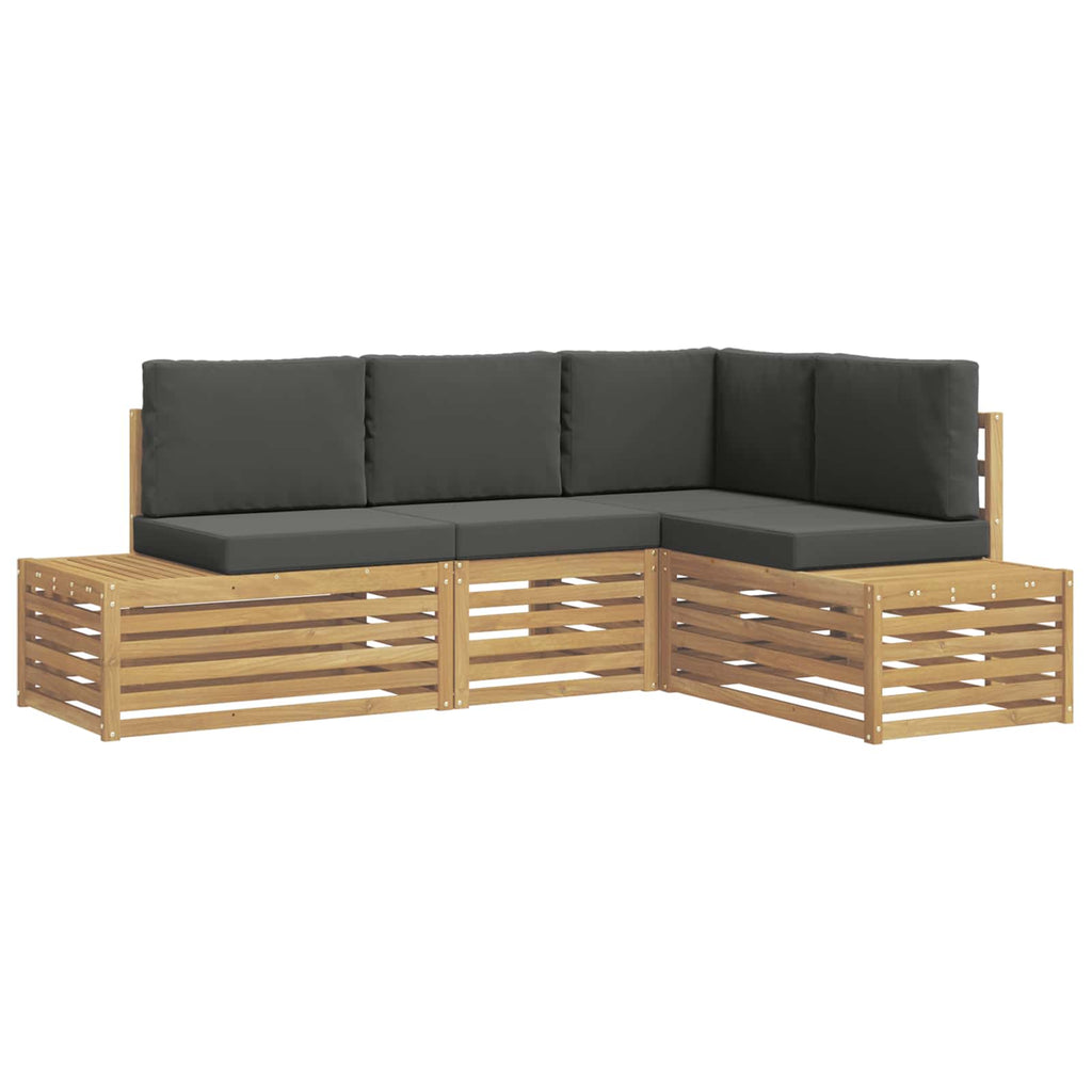 Outdoor-Sofagarnitur mit Kissen 4 Stück Weiß und Anthrazit