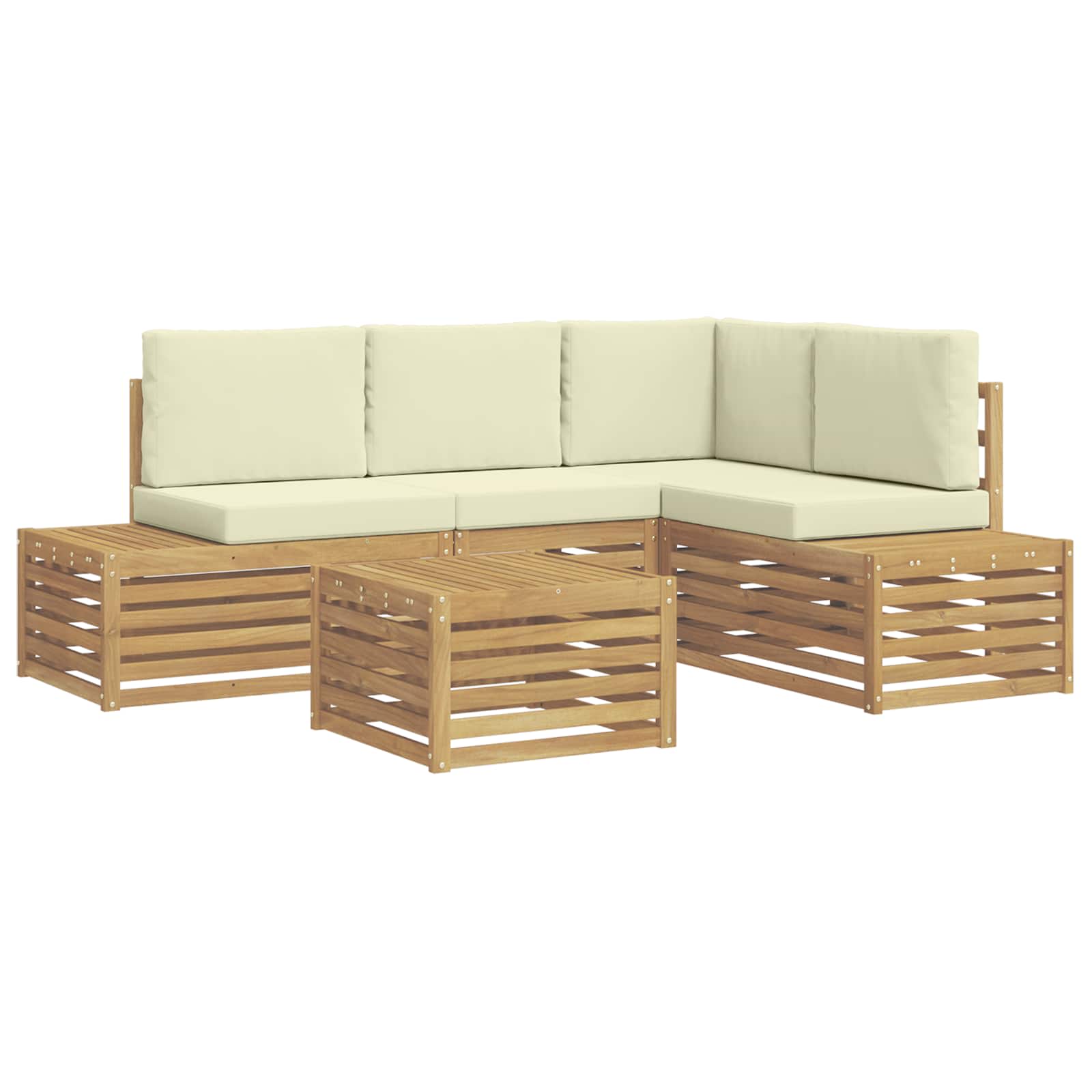 Outdoor-Sofagarnitur mit Kissen Weiß 59 x 59 x 37 cm Polyester