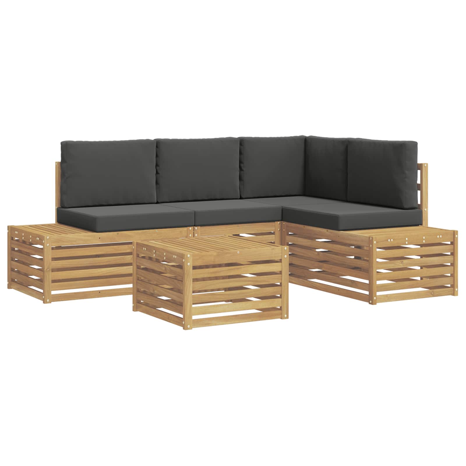 Outdoor-Sofagarnitur mit Kissen 5 Stück Weiß und Anthrazit