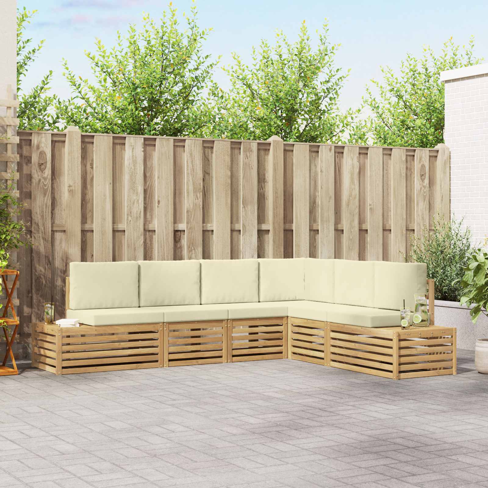 Outdoor-Sofagarnitur Weiß 273 x 213,5 x 73 cm Polyester