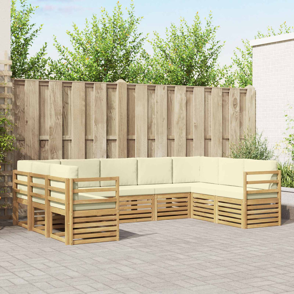 Ecksofa Set mit Kissen 9 pcs Weiß und Creme Polyester