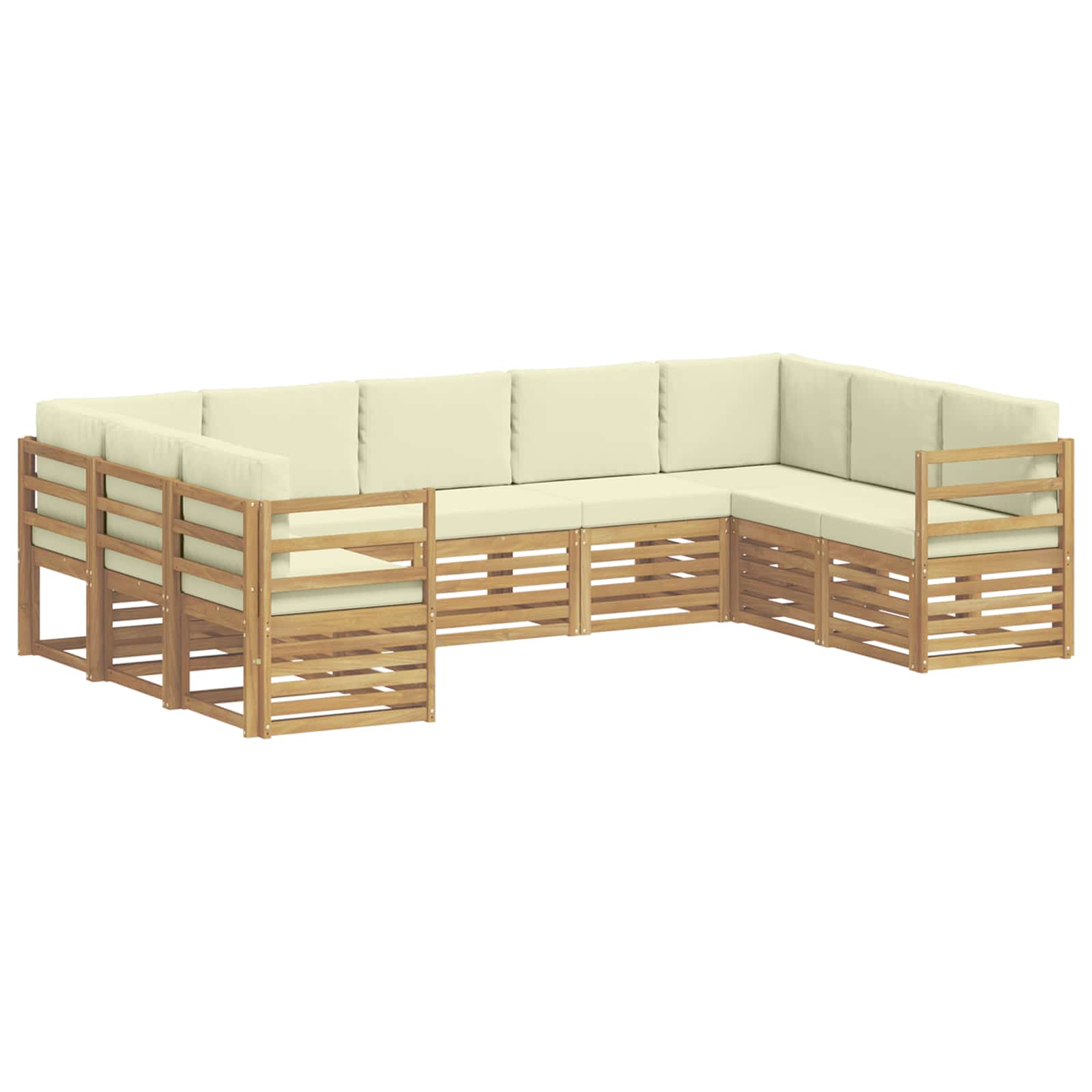 Ecksofa Set mit Kissen 9 pcs Weiß und Creme Polyester