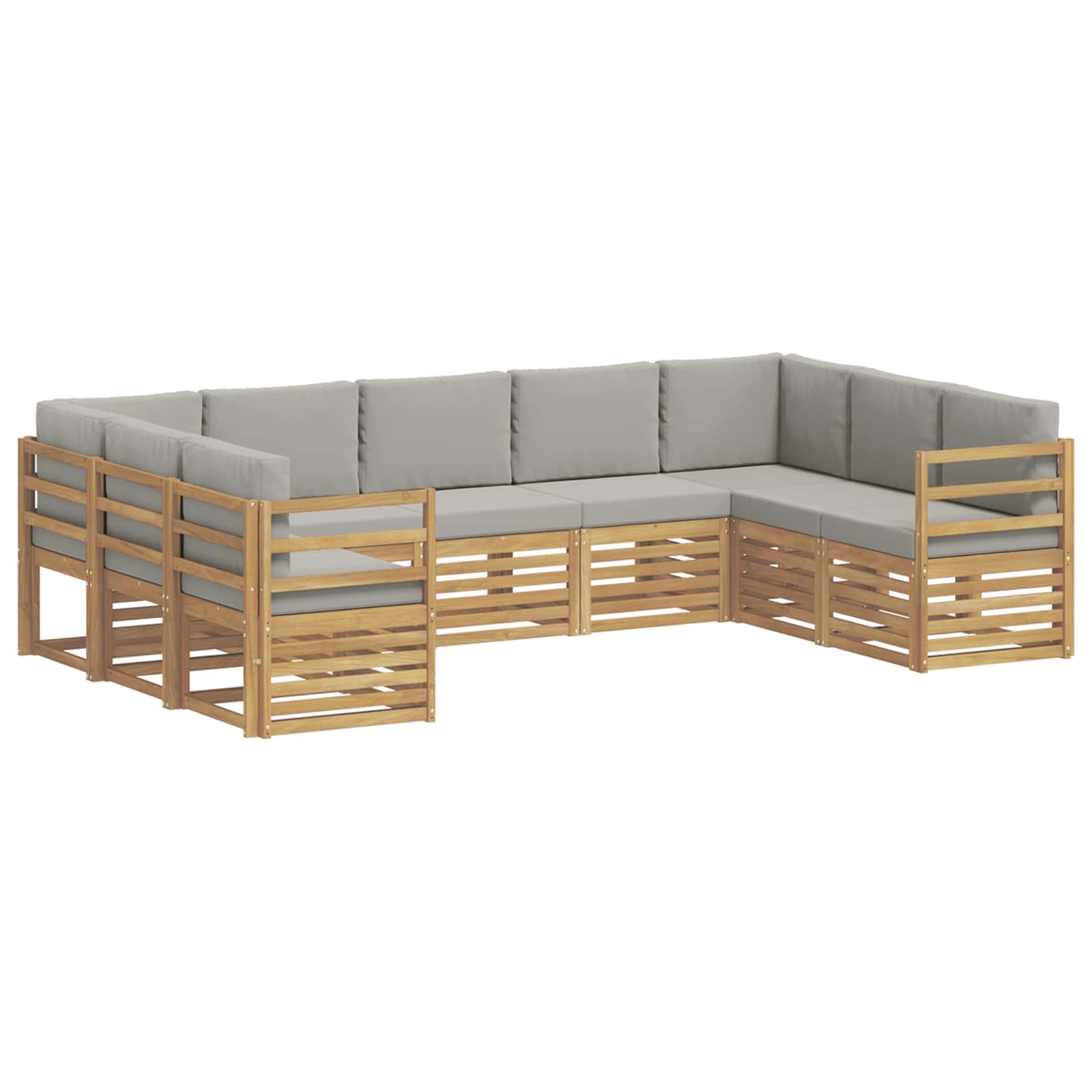 Ecksofa Set 9 pcs Weiß und Hellgrau 304 x 185,5 x 73 cm