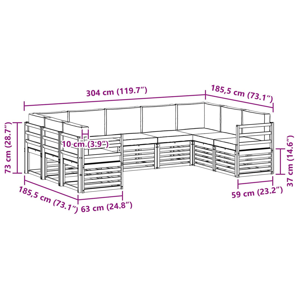 Ecksofa Set 9 pcs Weiß und Anthrazit 304 x 185,5 x 73 cm