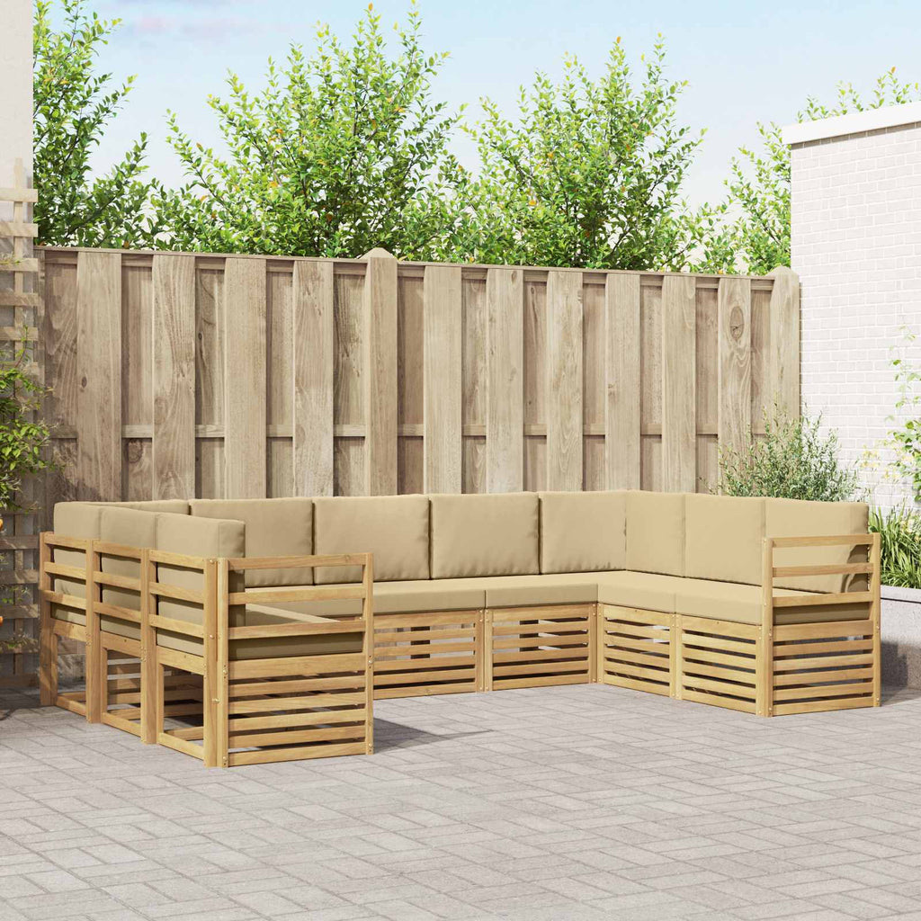 Ecksofa Set 9 pcs Weiß und Beige 304 x 185,5 x 73 cm Polyester