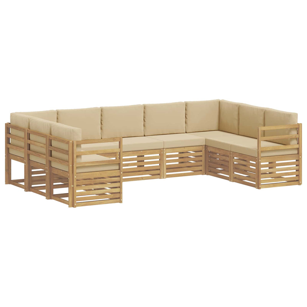 Ecksofa Set 9 pcs Weiß und Beige 304 x 185,5 x 73 cm Polyester