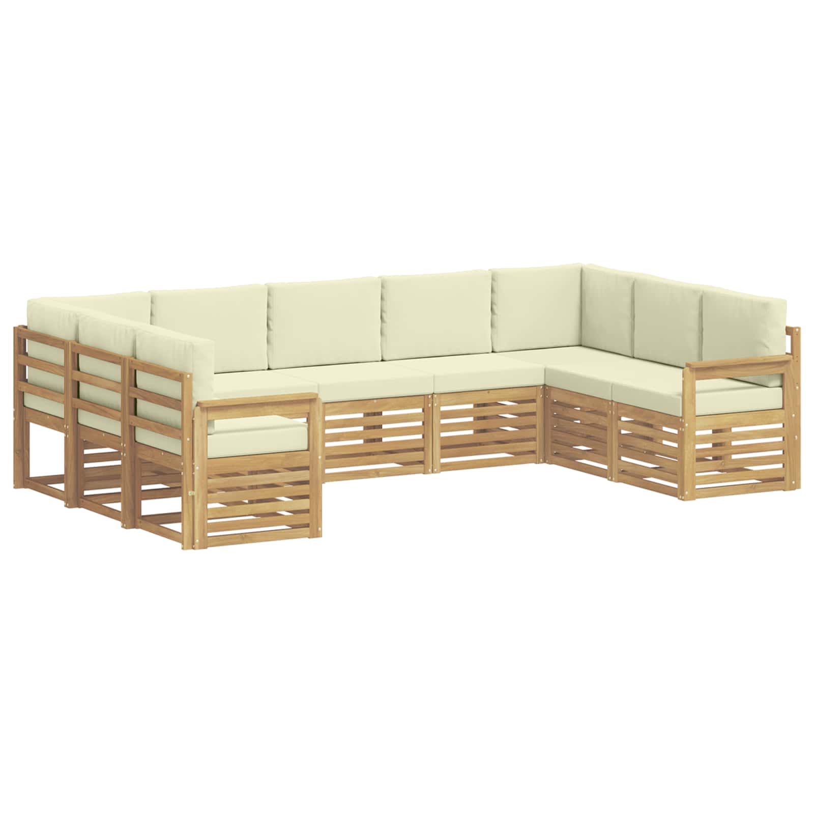 Outdoor-Sofagarnitur 7 pcs Weiß und Creme 304 x 128,5 x 73 cm