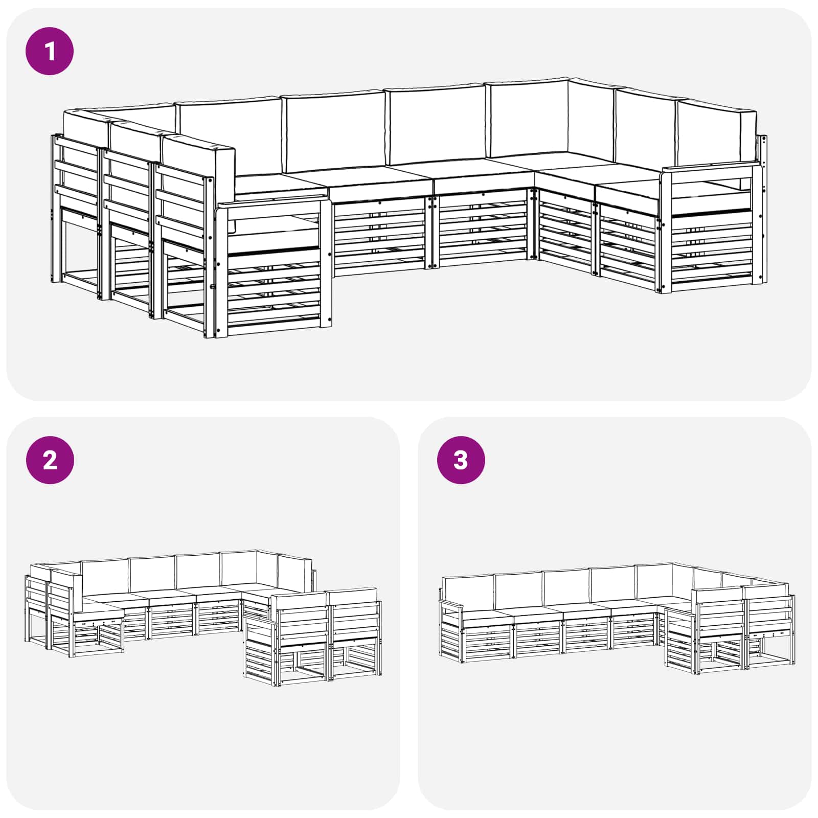 Outdoor-Sofagarnitur 7 pcs Weiß und Hellgrau