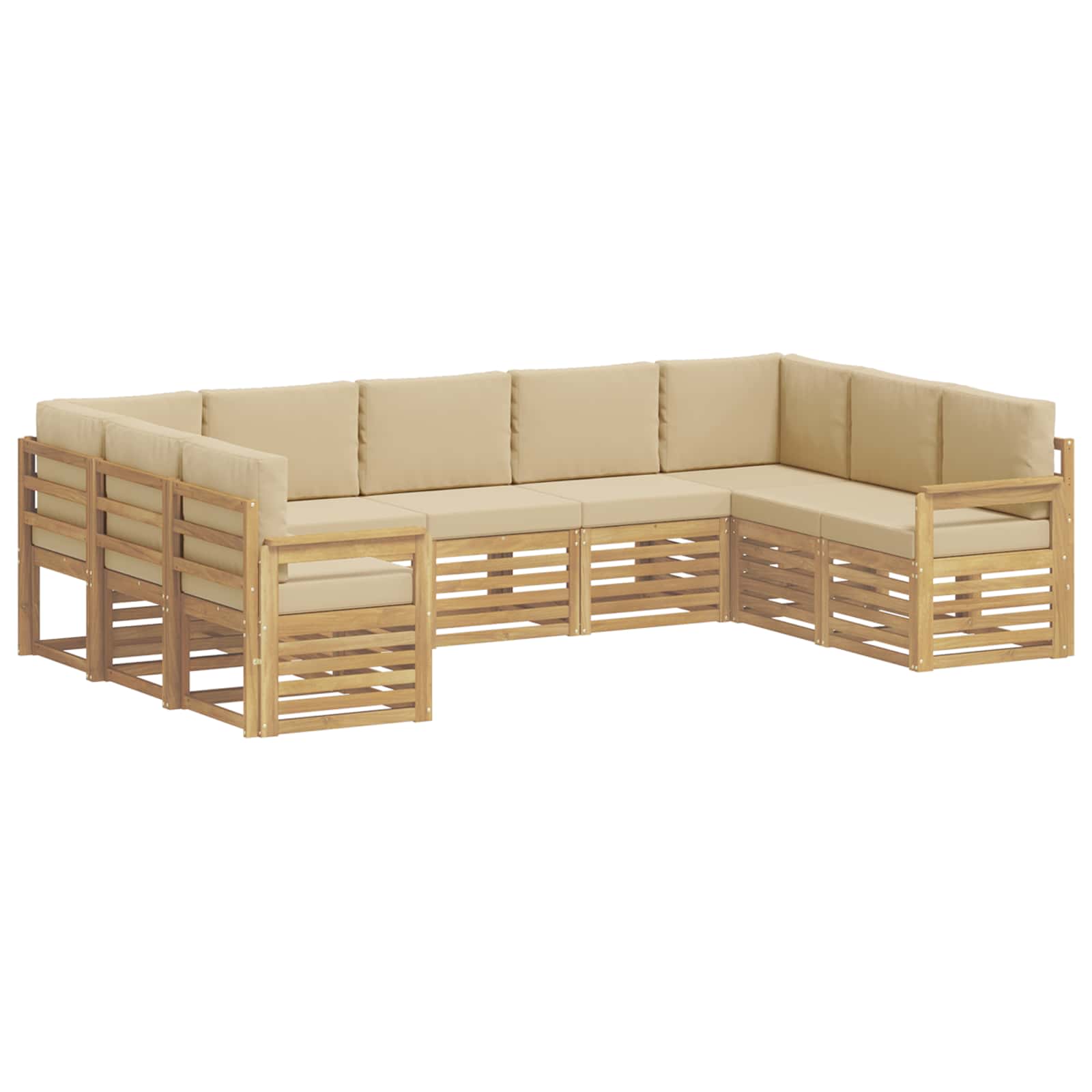 Outdoor-Sofagarnitur 7 pcs Weiß und Beige 304 x 128,5 x 73 cm