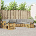 Outdoor-Sofagarnitur 7 pcs Weiß und Hellgrau