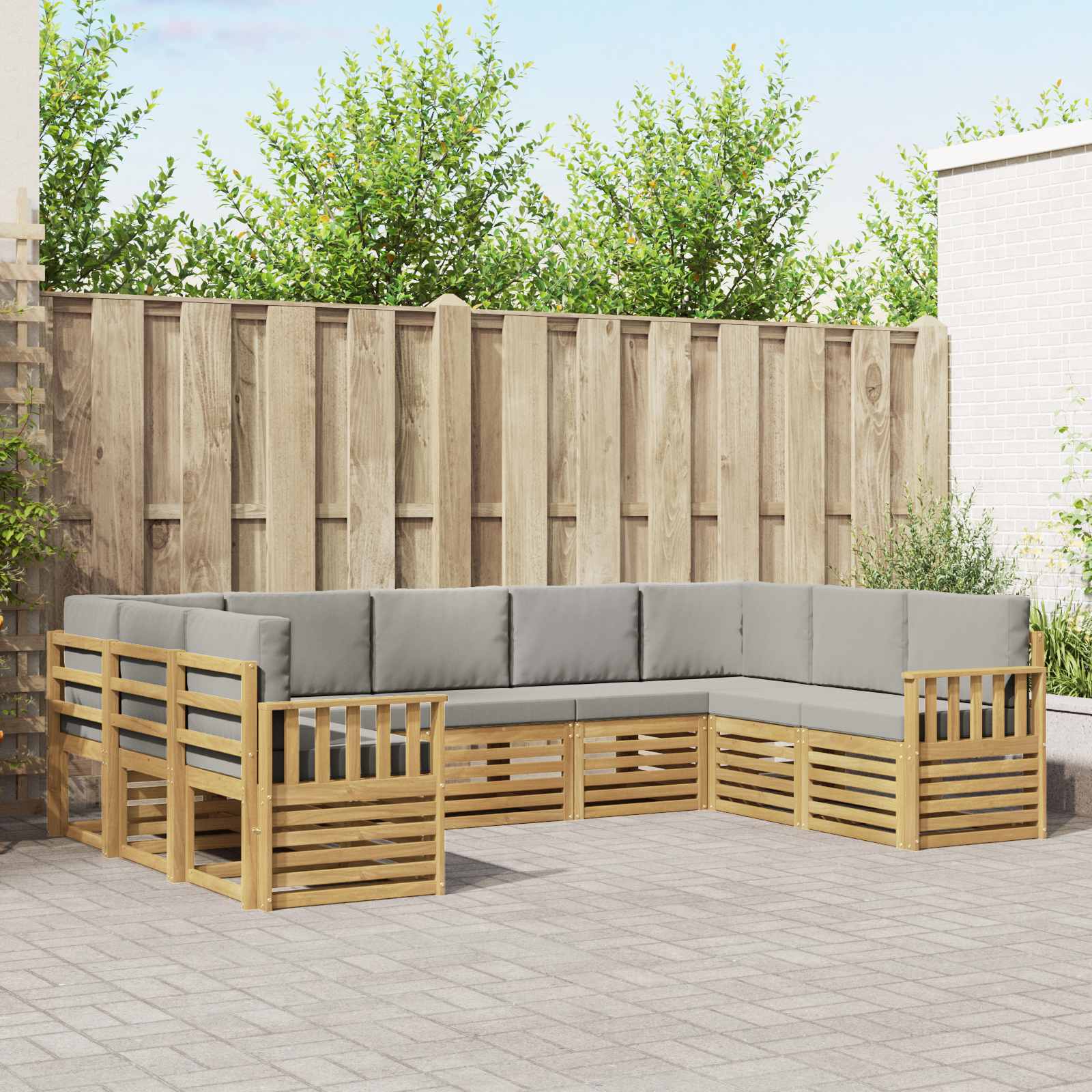 Outdoor-Sofagarnitur 7 pcs Weiß und Hellgrau