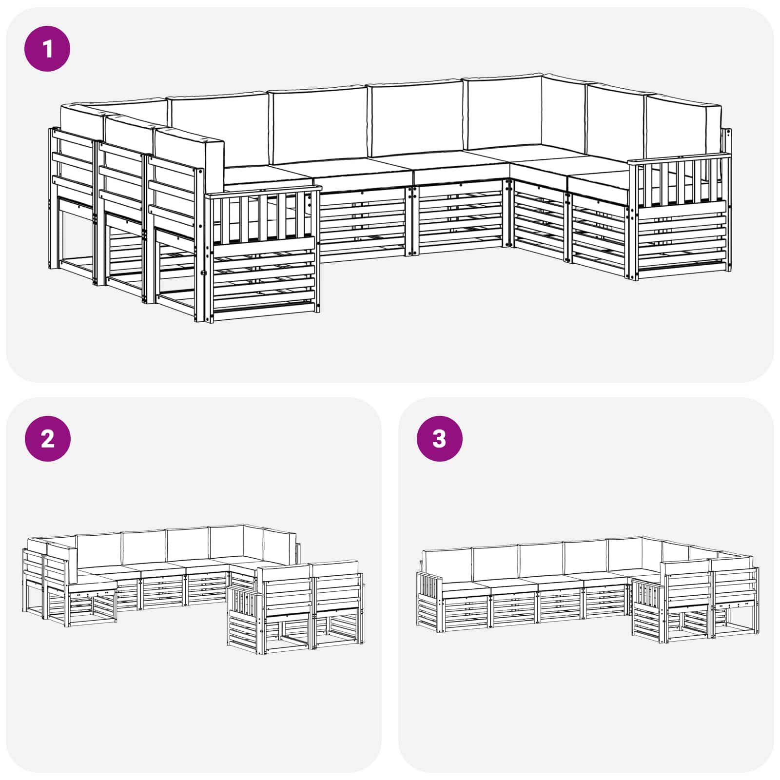 Outdoor-Sofagarnitur 7 pcs Weiß und Anthrazit