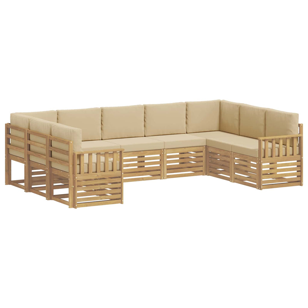 Outdoor-Sofagarnitur 7 pcs Weiß und Beige 304 x 128,5 x 73 cm