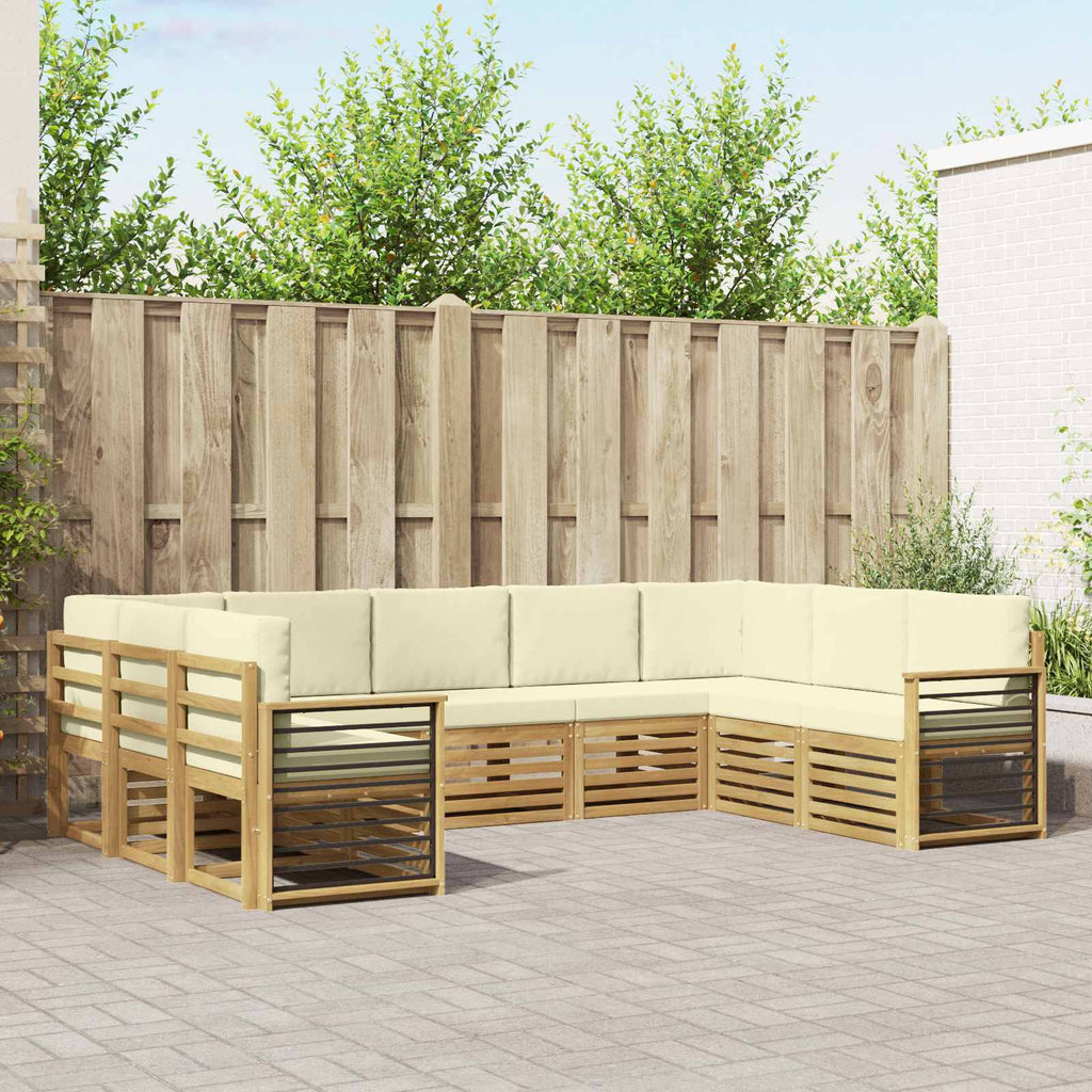 Ecksofa Set mit Kissen 9 pcs Weiß und Creme Polyester