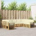 Ecksofa Set mit Kissen 9 pcs Weiß und Creme Polyester