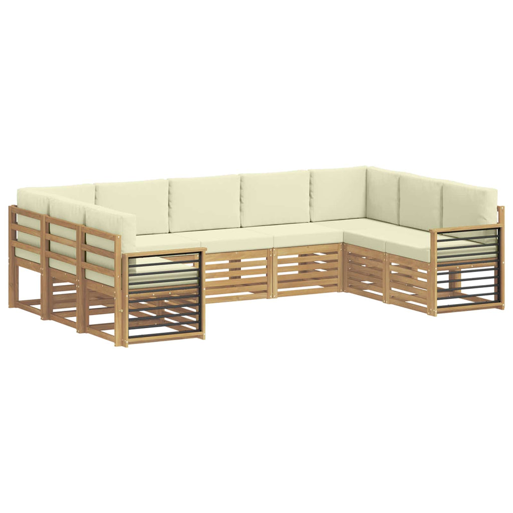 Ecksofa Set mit Kissen 9 pcs Weiß und Creme Polyester