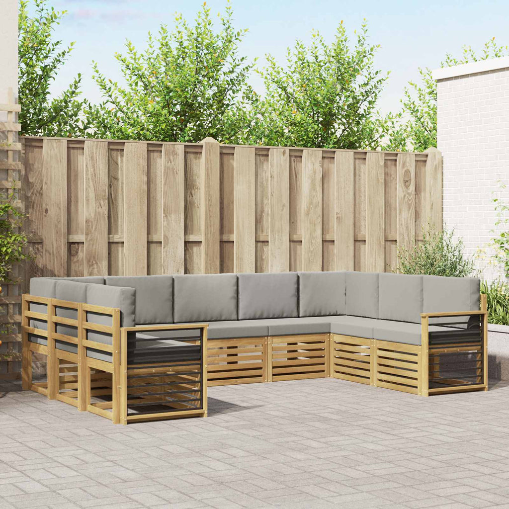 Ecksofa Set 9 pcs Weiß und Hellgrau 304 x 187,5 x 73 cm