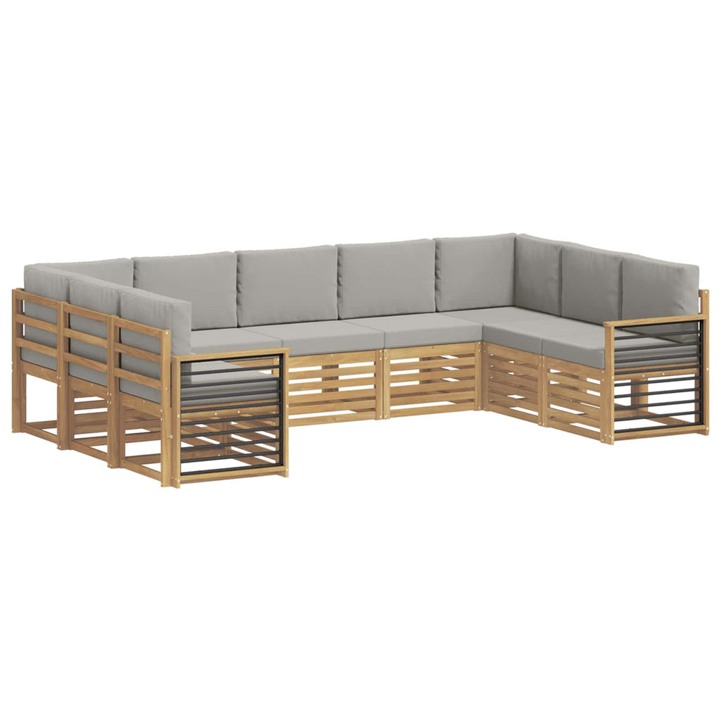 Ecksofa Set 9 pcs Weiß und Hellgrau 304 x 187,5 x 73 cm