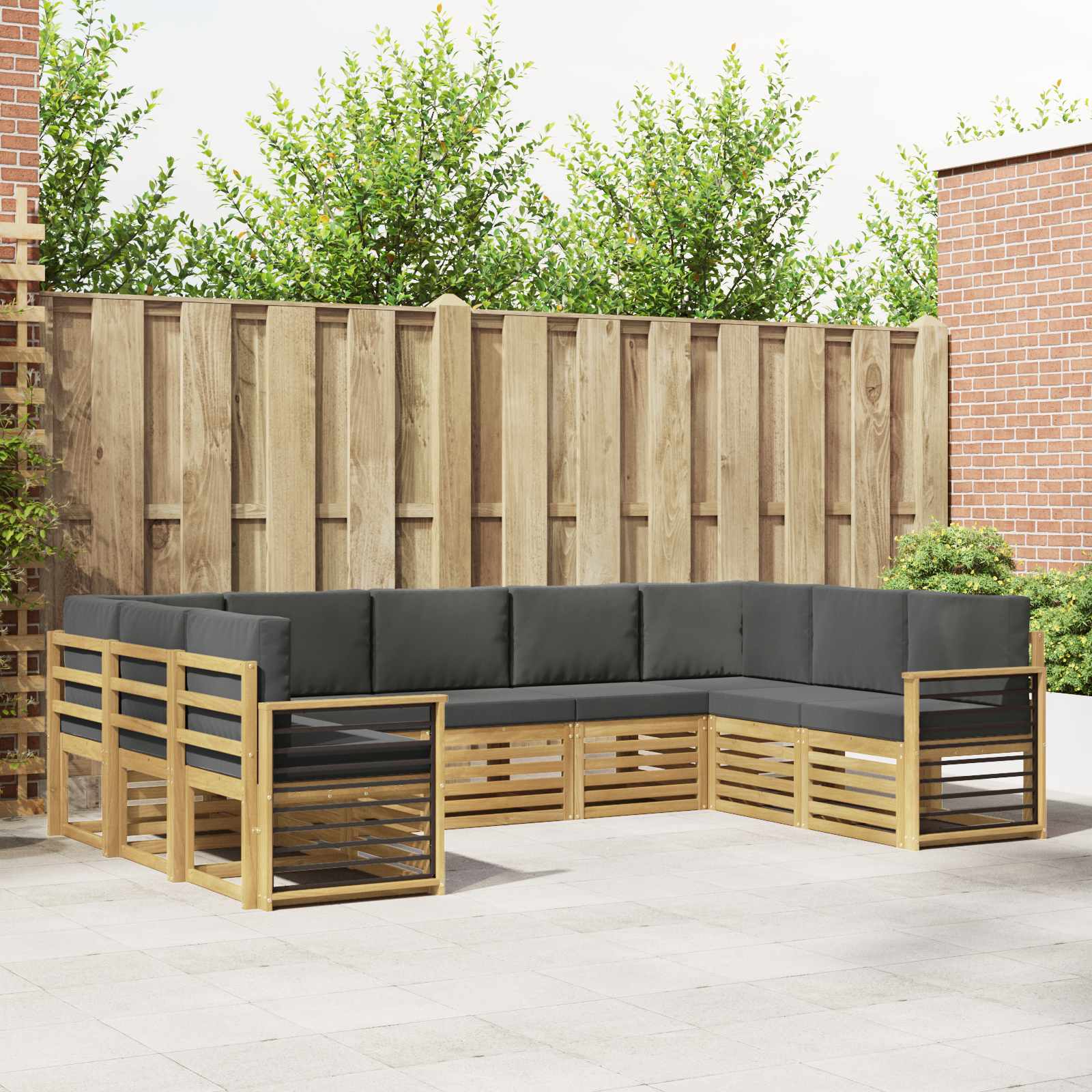 Ecksofa Set 9 pcs Weiß und Anthrazit 304 x 187,5 x 73 cm