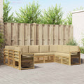 Outdoor-Sofagarnitur 9 pcs Weiß und Beige 304 x 187,5 x 73 cm