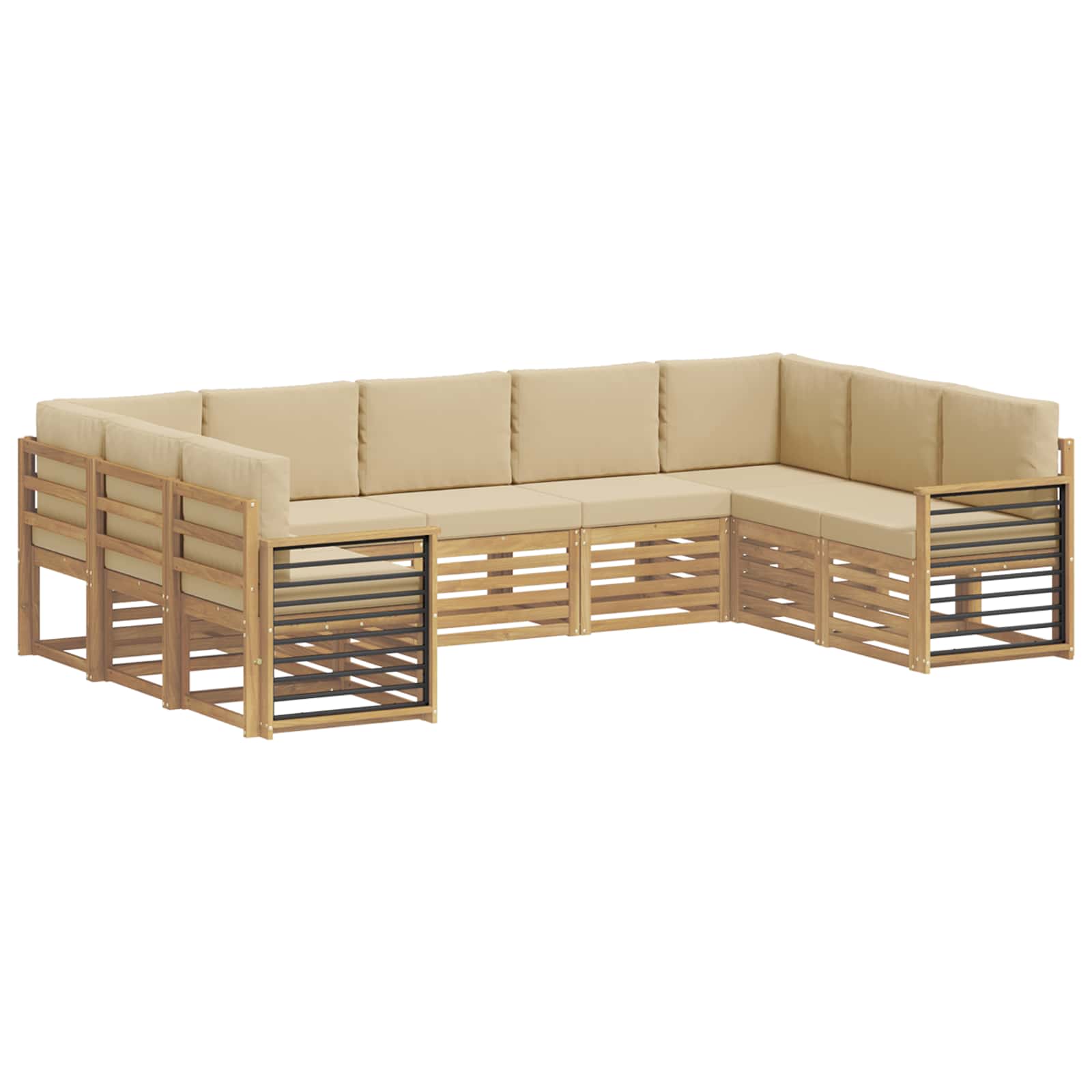 Outdoor-Sofagarnitur 9 pcs Weiß und Beige 304 x 187,5 x 73 cm