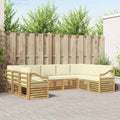 Ecksofa Set mit Kissen 9 pcs Weiß und Creme Polyester