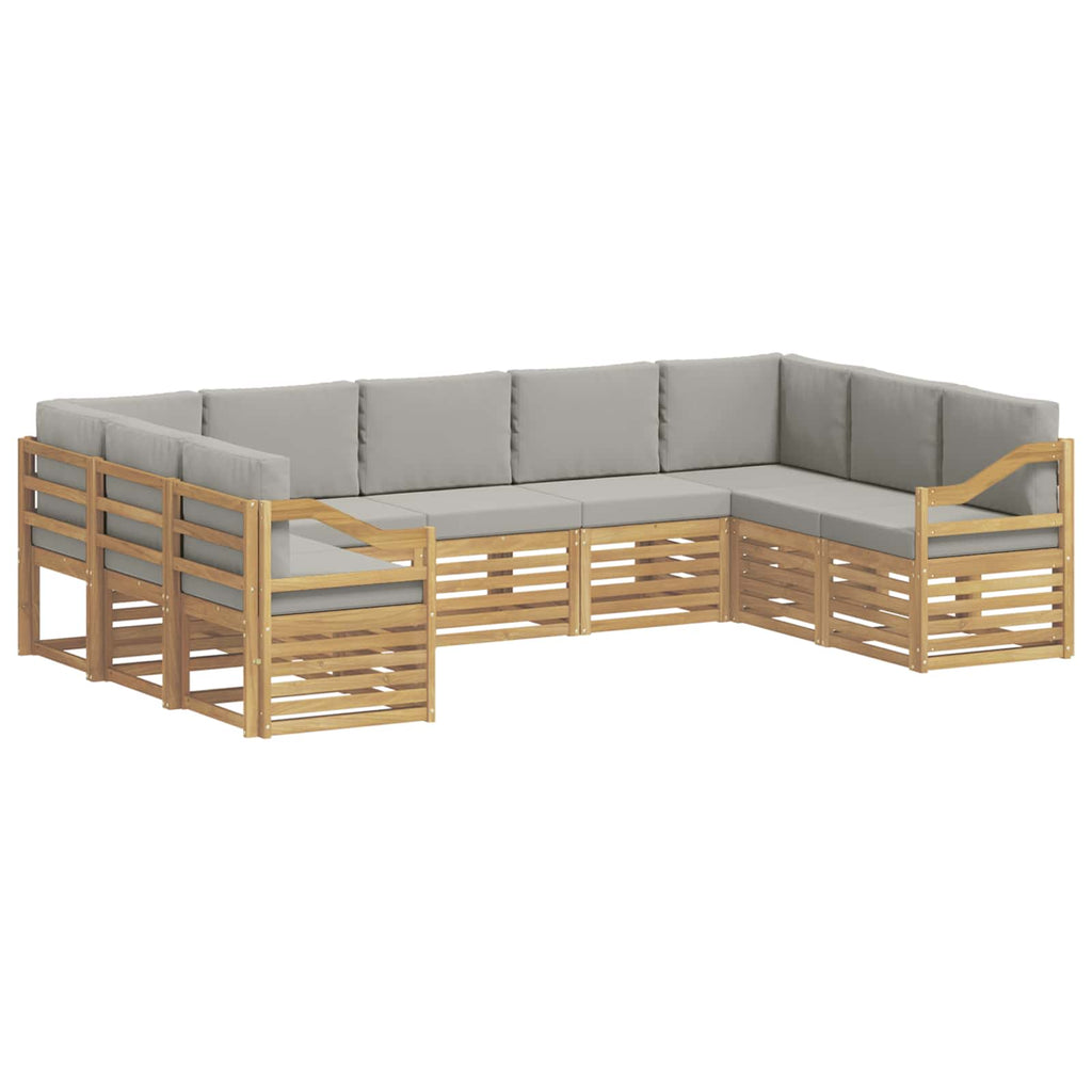 Ecksofa Set 9 pcs Weiß und Hellgrau 304 x 185,5 x 73 cm