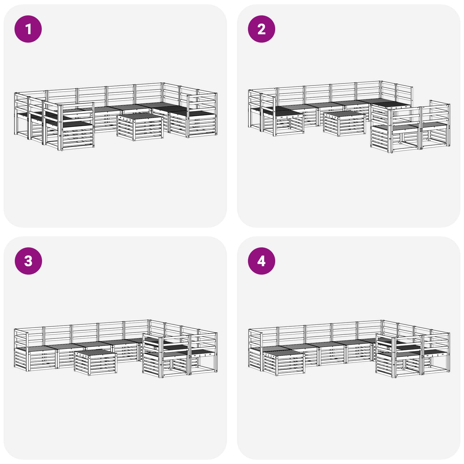 Outdoor-Sofagarnitur 10 pcs Weiß 59 x 59 x 37 cm