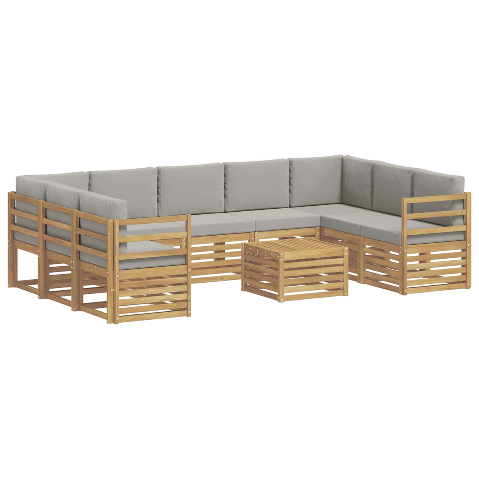Sofagarnituren 10 pcs Weiß und Hellgrau 59 x 59 x 37 cm