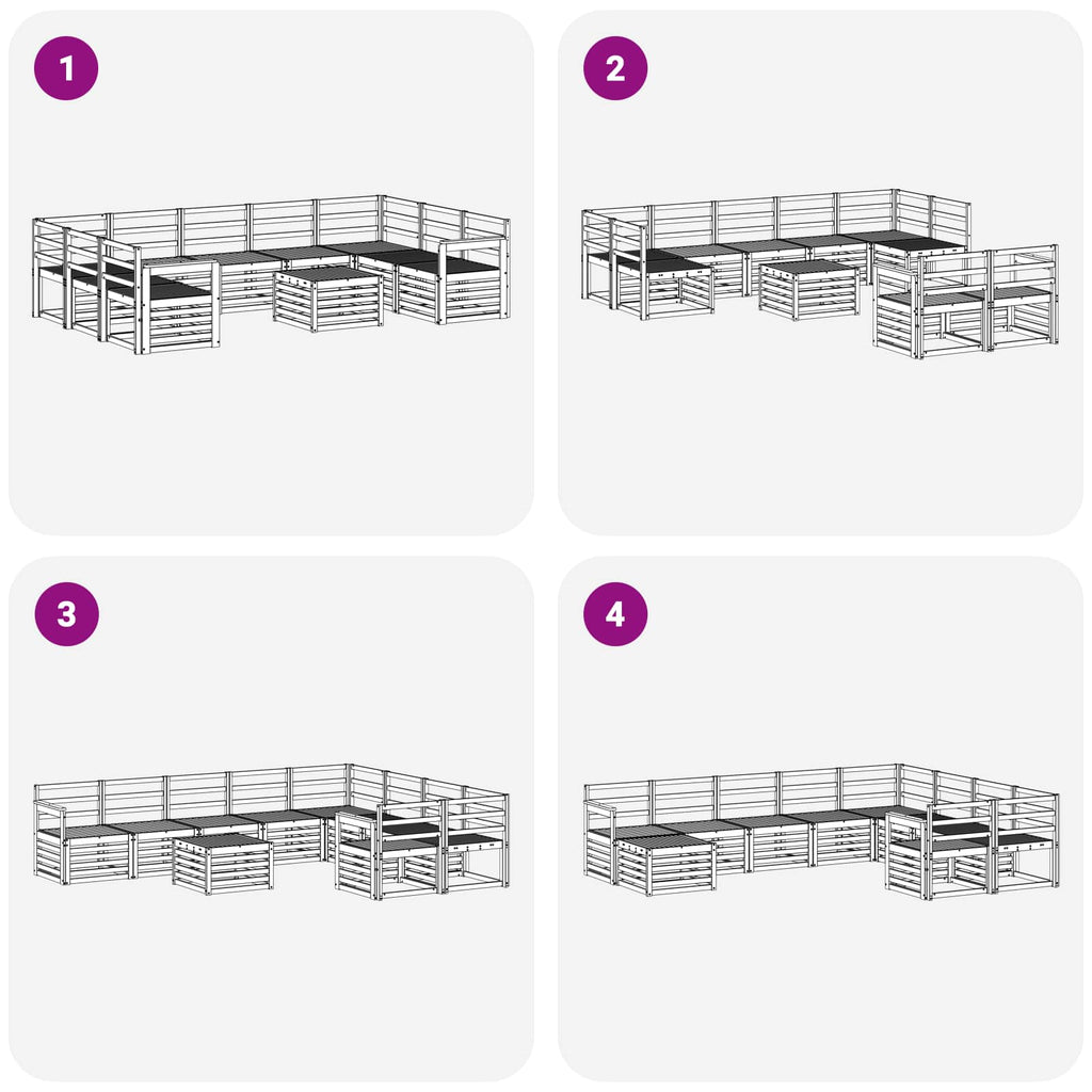 Outdoor-Sofagarnitur 10 pcs Weiß 59 x 59 x 37 cm