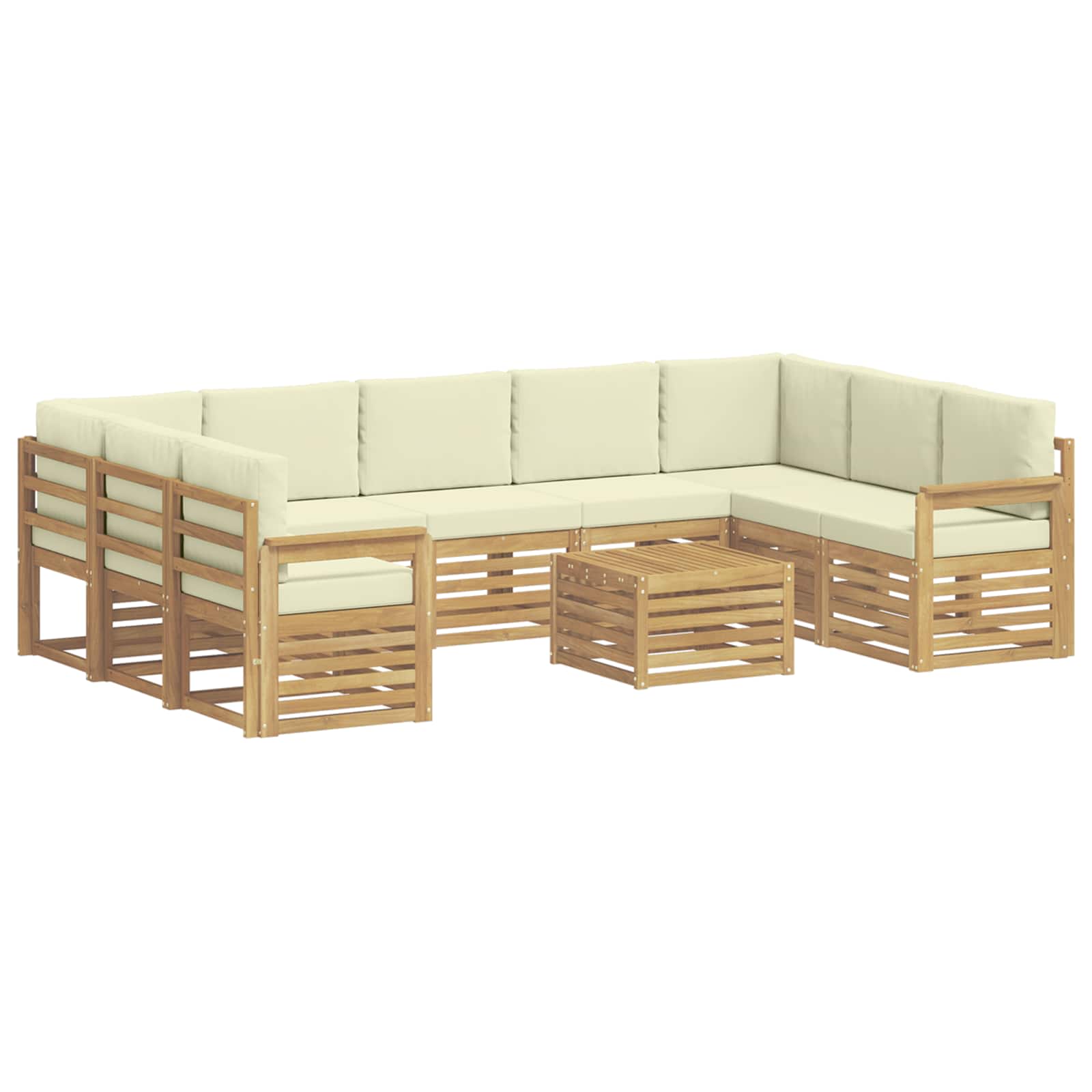 Outdoor-Sofagarnitur 8 pcs Weiß und Creme 59 x 59 x 37 cm