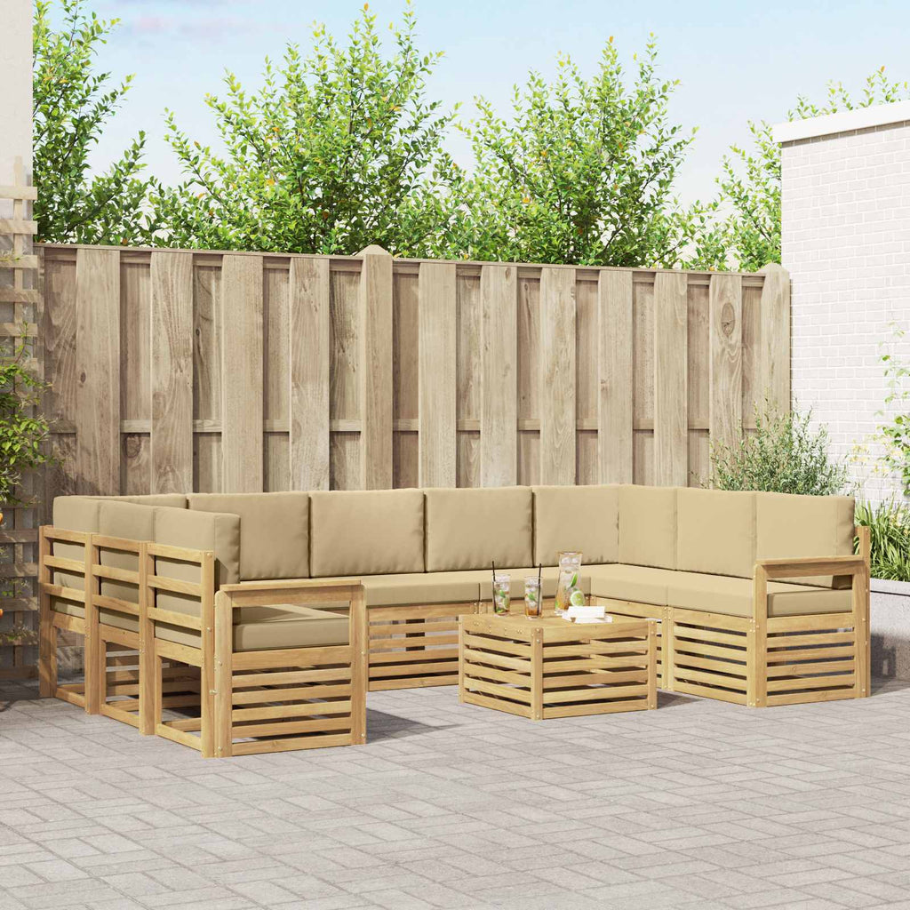 Outdoor-Sofagarnitur 8 pcs Weiß und Beige 59 x 59 x 37 cm