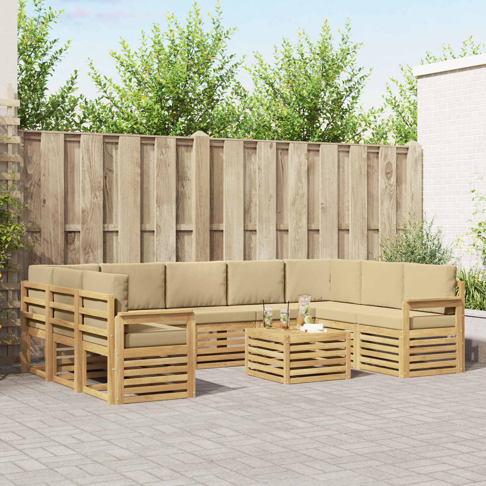 Outdoor-Sofagarnitur 8 pcs Weiß und Beige 59 x 59 x 37 cm