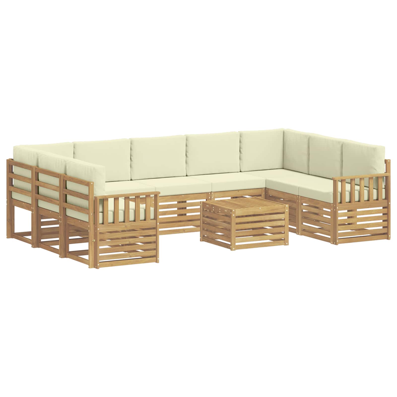Outdoor-Sofagarnitur 8 pcs Weiß und Creme 59 x 59 x 37 cm